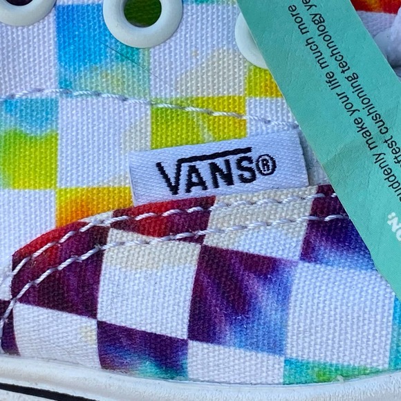 NWT Vans ComfyCush Era Tie-Dye Checker Rainbow Skate Sneaker Shoe M4.5/W6 721356 - Picture 9 of 12